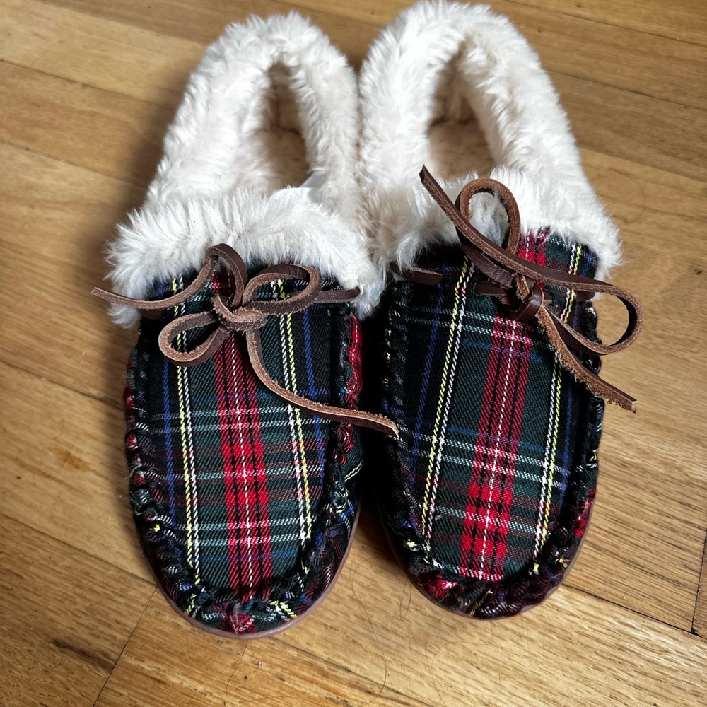 J. Crew Plaid and Cream Slippers - Picture 2 of 4